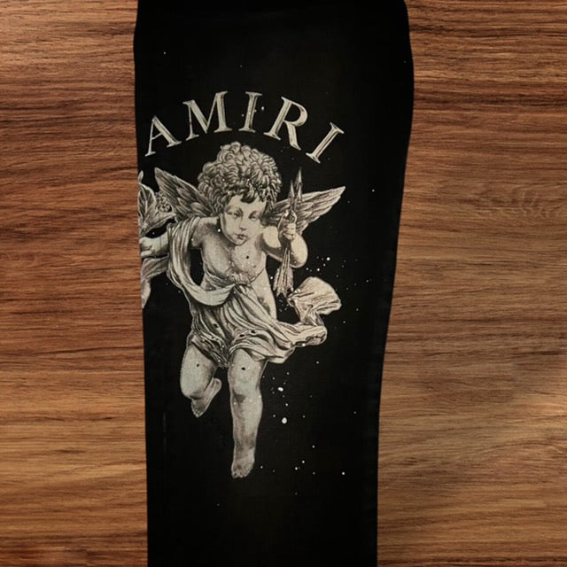 Black Amiri Jeans ‘Wes Lang Reaper Logo Aged Jeans’ (Pre-Owned)