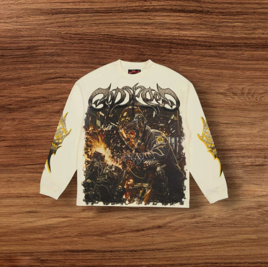 Godspeed Bone Steel Sharpens Steel LS Logo Tee