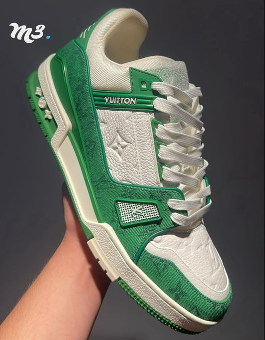 Green and white LV sneakers