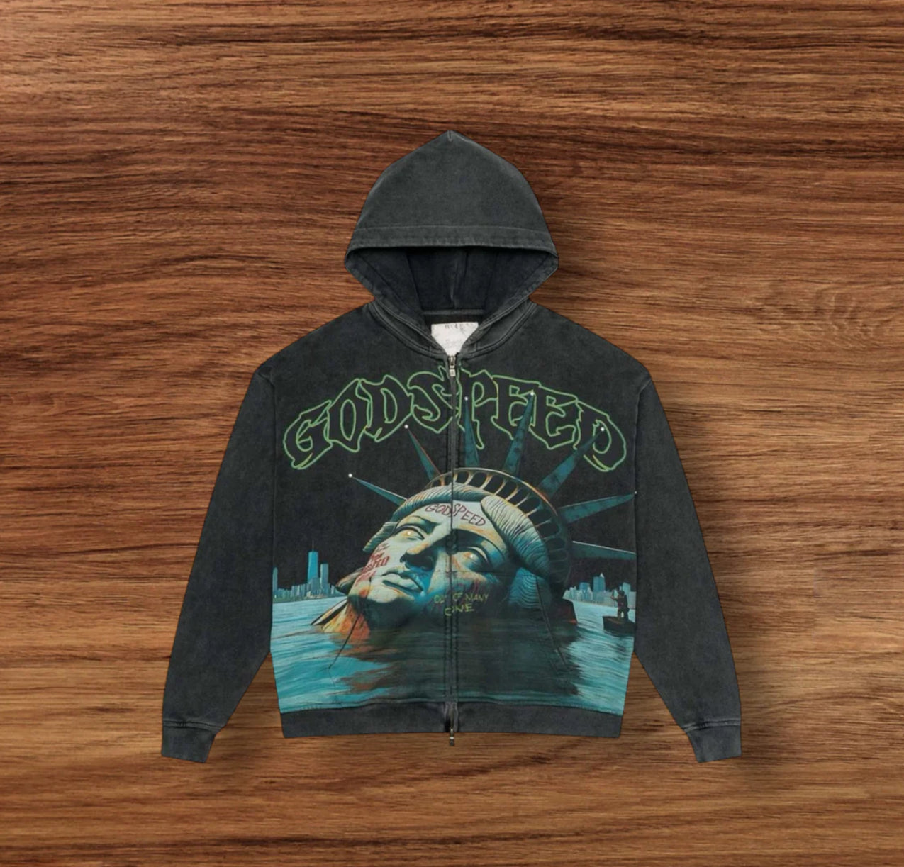GODSPEED SUNKEN LIBERTY ZIP UP HOODIE WASHED GREY