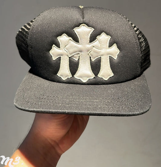 Black and White Chrome Hearts Cross Hat