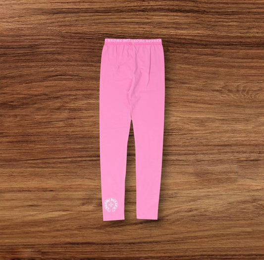 Black & Pink Chrome Heart Leggings