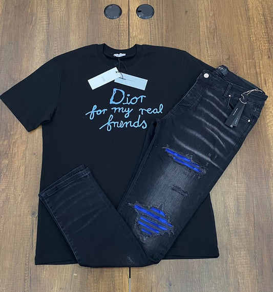 Black & Blue Amiri MX1 Jeans / Christian Dior Shirt (Outfit Combo)