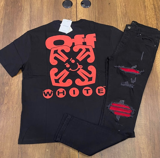 Black and Red Amiri MX1/ Off White Tee (Outfit Combo)