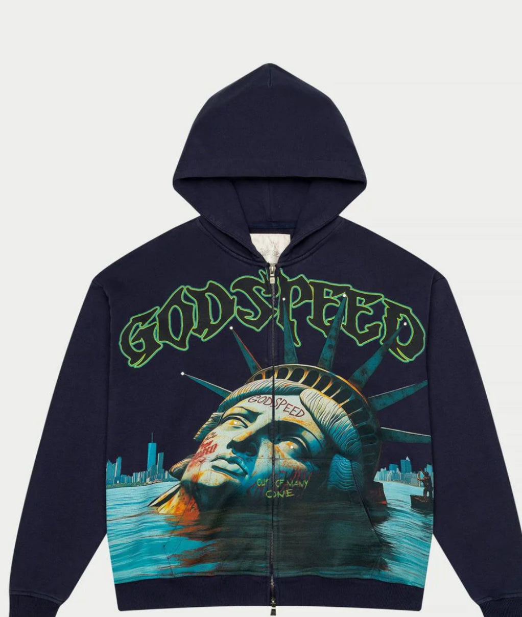 Godspeed Navy Sunken Liberty Zip Up Hoodie