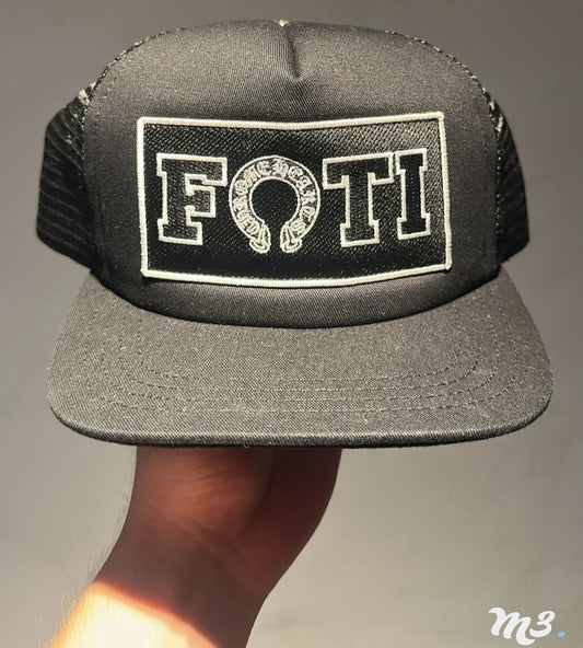 Black Chrome Heart Trucker Hat