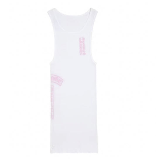 White and Pink Chrome Heart Tank Top