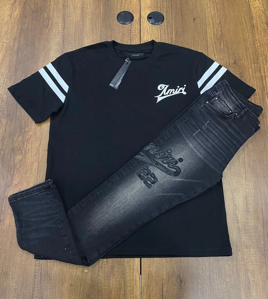 Black Amiri MX1 Leather Logo / Amiri Tee (Outfit Combo)