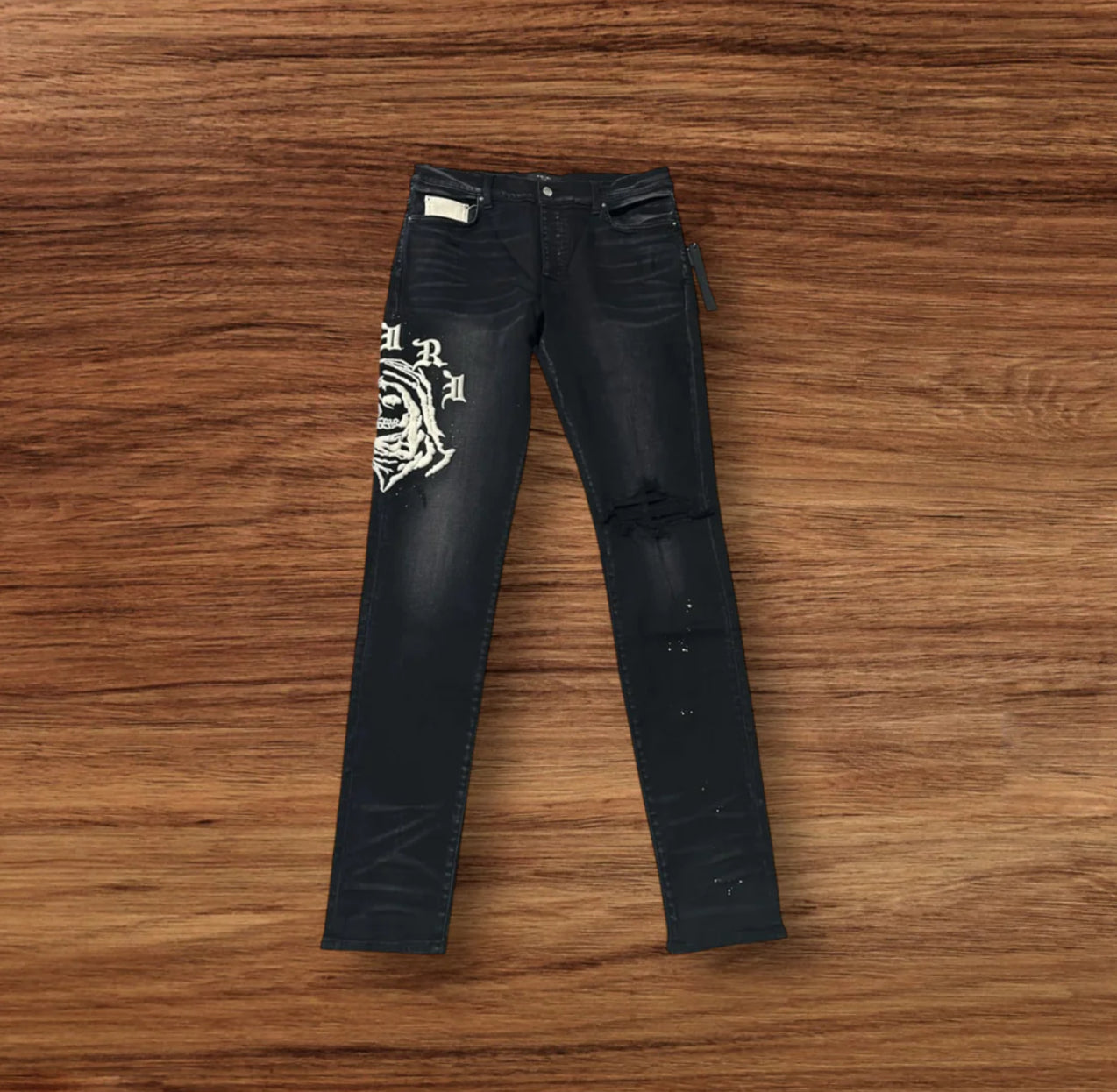 Black Amiri Jeans ‘Wes Lang Reaper Logo Aged Jeans’ (Pre-Owned)