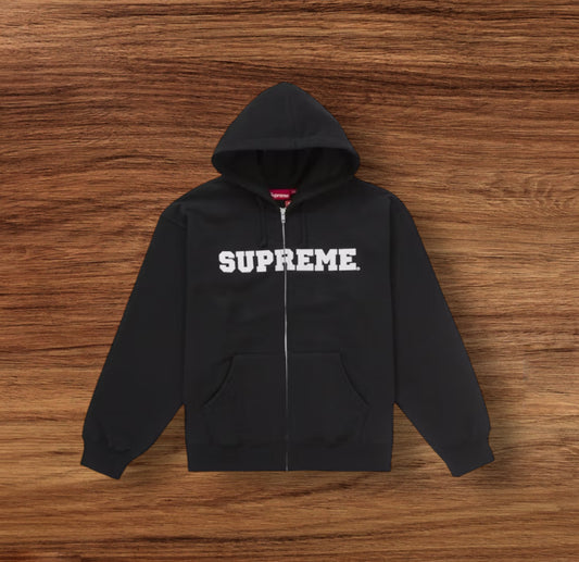 Supreme Collegiate Appliqué Zip Up Hooded Sweatshirt 'Black'