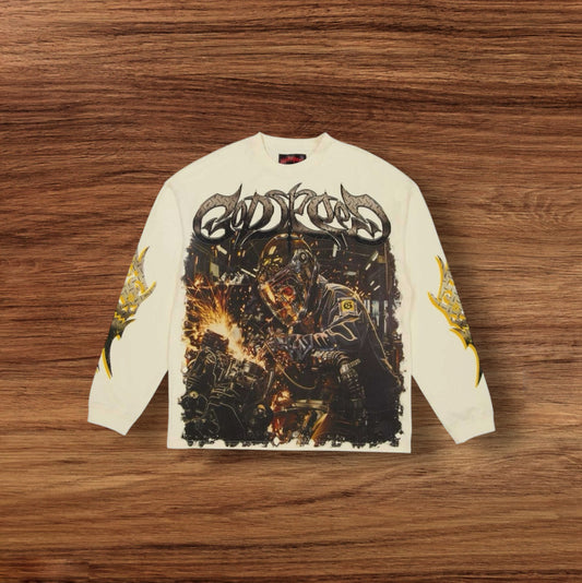 Godspeed Bone Steel Sharpens Steel LS Logo Tee