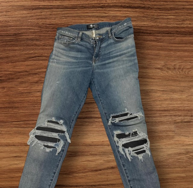 Amiri MX1 Blue Jeans / Black Patches (Pre-Owned)