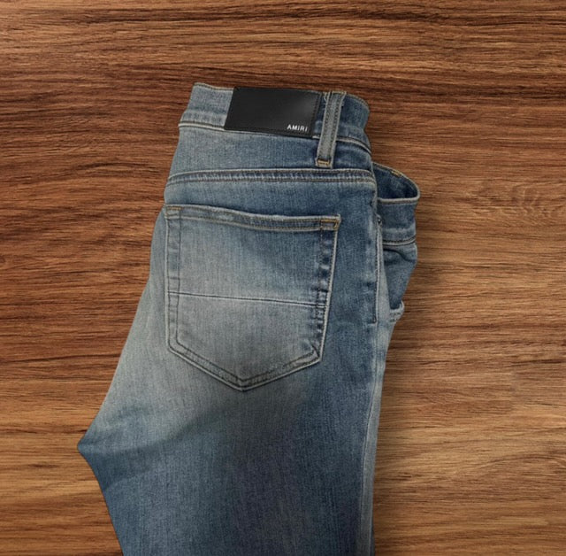 Amiri MX1 Blue Jeans / Black Patches (Pre-Owned)